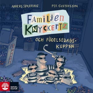 Familjen Knyckertz och födelsedagskuppen – Anders Sparring, ljudbokens omslag