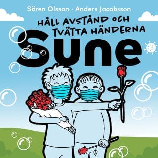 Håll avstånd och tvätta händerna Sune – Anders Jacobsson och Sören Olsson, ljudbokens omslag