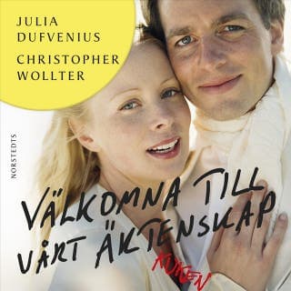 Välkomna till vårt äktenskap – Julia Dufvenius och Christopher Wollter, ljudbokens omslag