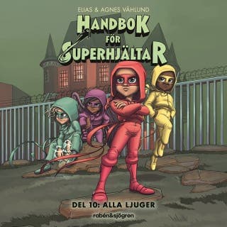 Handbok för superhjältar. Alla ljuger – Elias Våhlund och Agnes Våhlund, ljudbokens omslag